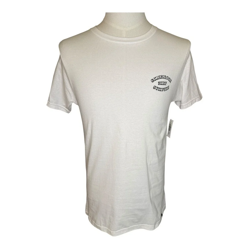 Quiksilver Surf Company Graphic T-Shirt White Bull Skull Cactus Mens Size Small